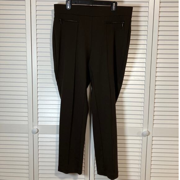 Rafaella Classic Brown Pleated Elastic Waist Pants 16 - Picture 1 of 7